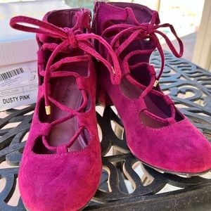 Lace up faux suede shoes